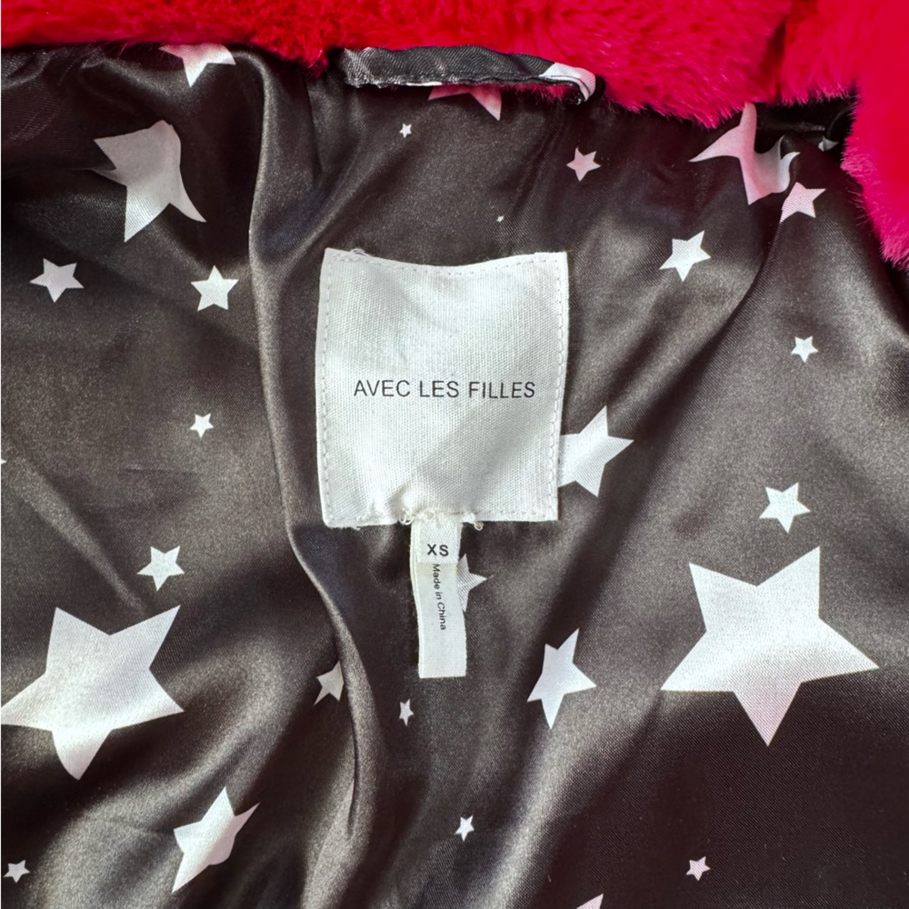 NWT•Avec Les Filles•Faux Fur Shawl Collar Coat•Hibiscus•XS - Picture 11 of 12